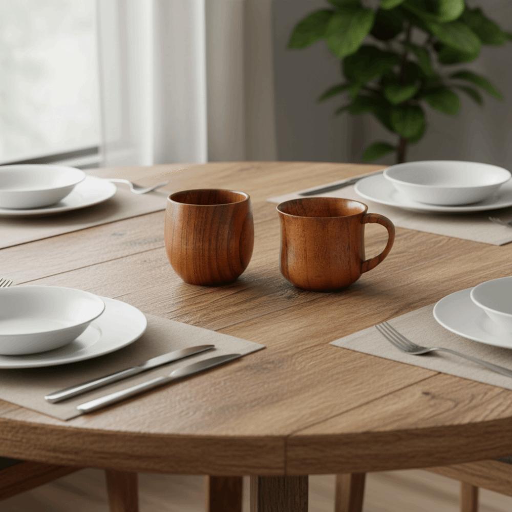Japanese-style Solid Wood Wooden Cup Handle Retro Coffee Cup Heat Resistant Beer Mug Kitchen