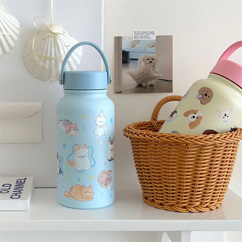 New Large Mouth High Appearance Level Thermos Cup Large Capacity Female Stainless Steel Water Cup Student Portable Cute Cup