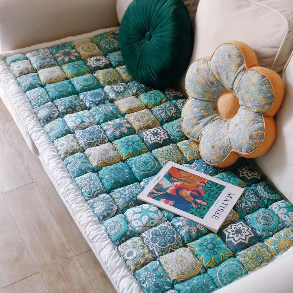 Hoch elastisches Sofa-Abdeckstoff im Bohemian-Stil Mit Vollständiger Anti-Rutsch-Funktion Geeignet für Alle Jahreszeiten Als Sofakissenbezug Polsterstoff 50x50cm