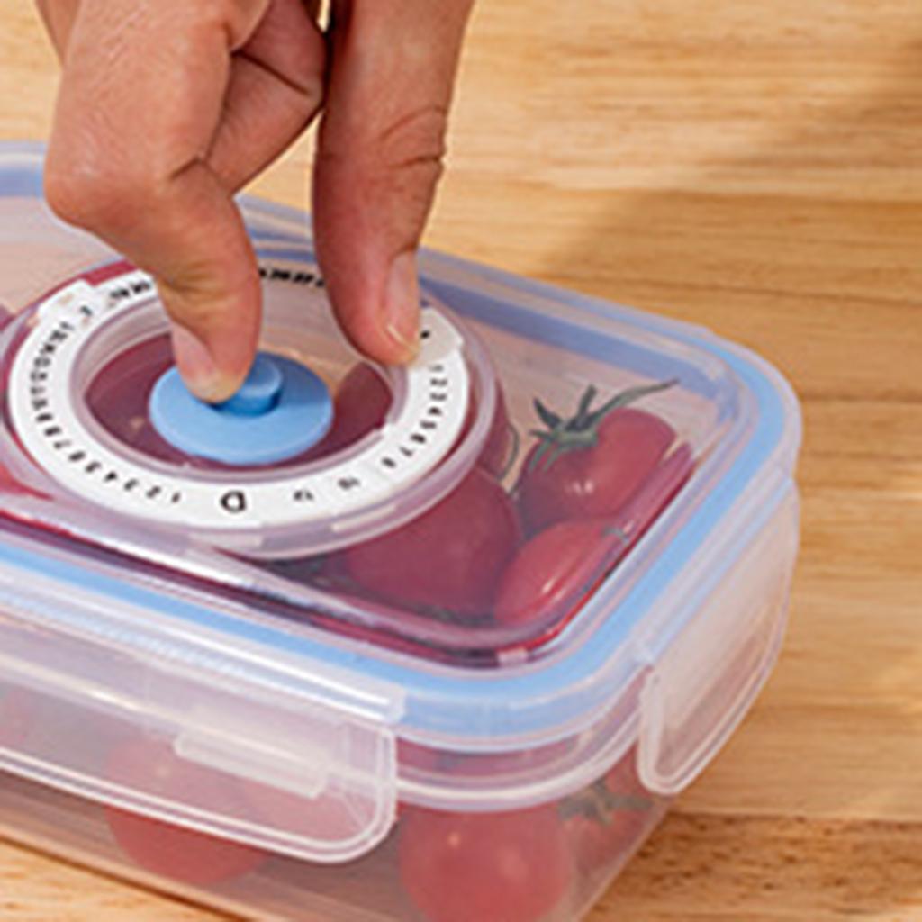 Vacuum Food Storage Box and Pump Fresh,With Date Dial Record Fridge Organizer Microwave Safe Fresh-Keeping Sealing Box