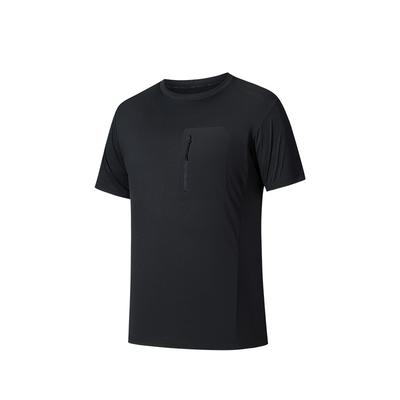 Comfortable Simple Versatile Solid Color Round Neck Moisture Wicking Short Sleeve T-Shirt Men Tops Basic-Black 152530126-3