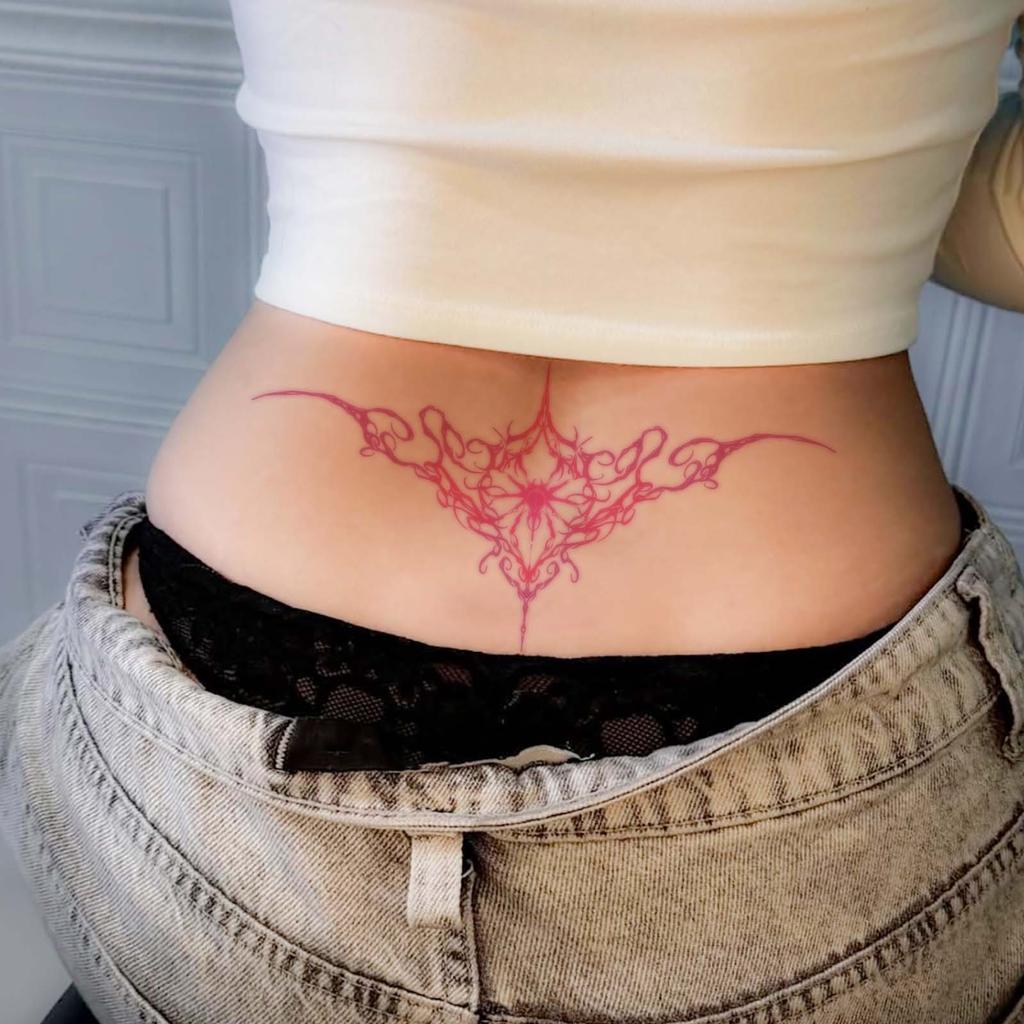 Unterbauch Tattoo Aufkleber Rosa Succubus Zeichen Tattoo Aufkleber Wasserdicht Sexy Weiblicher Rücken Tattoo Aufkleber