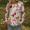 Womens Casual Long Sleeve Round Neck Floral Print Top Comfortable Soft Cotton Blend Tee 2025