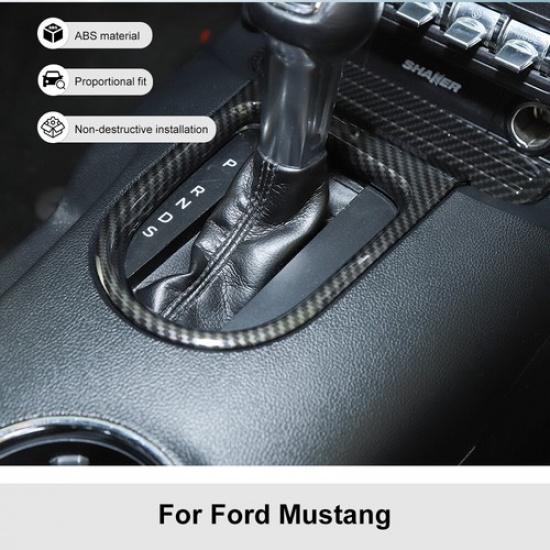 1X Central Gear Shift Frame Trim Decor Cover for Ford Mustang 2015+ Carbon Fiber