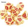7 Pcs Golden Red Tree Stump Root Metal Dice Solid Metal Polyhedral Dice Set Suitable for Role-Playing RPG  Board Game Card Game