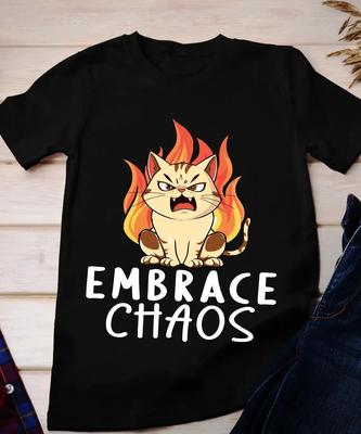Chaos Cat On Fire Embrace T Shirt Lover