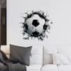 Simulated 3D Broken Wall Football Wall Sticker, Football 26 Theme Room Decorative Sticker, Children's Room Background Painting