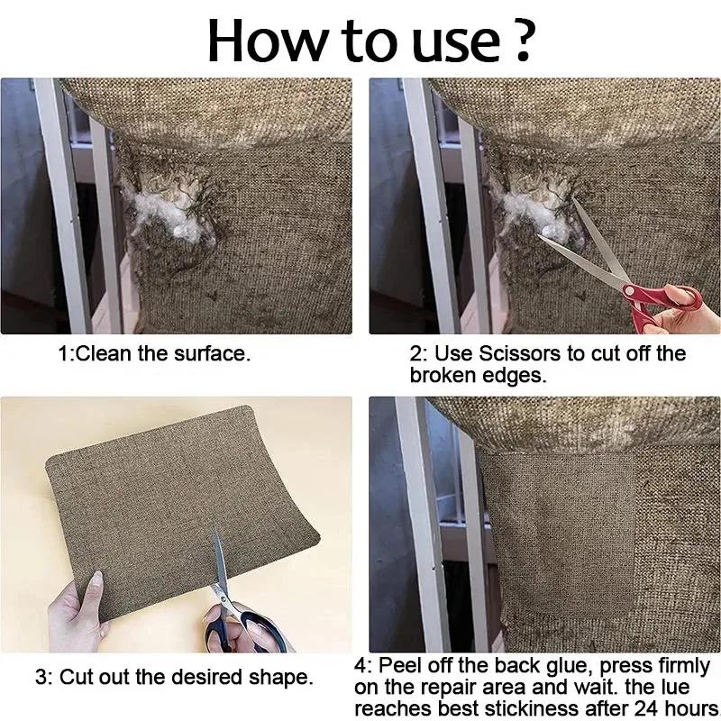 Leinen Reparaturflicken Selbstklebendes Gewebe für Sofa Kleidung Möbel Tragetaschen Autositze Klebeband Sofas DIY Schmuckschatulle Material