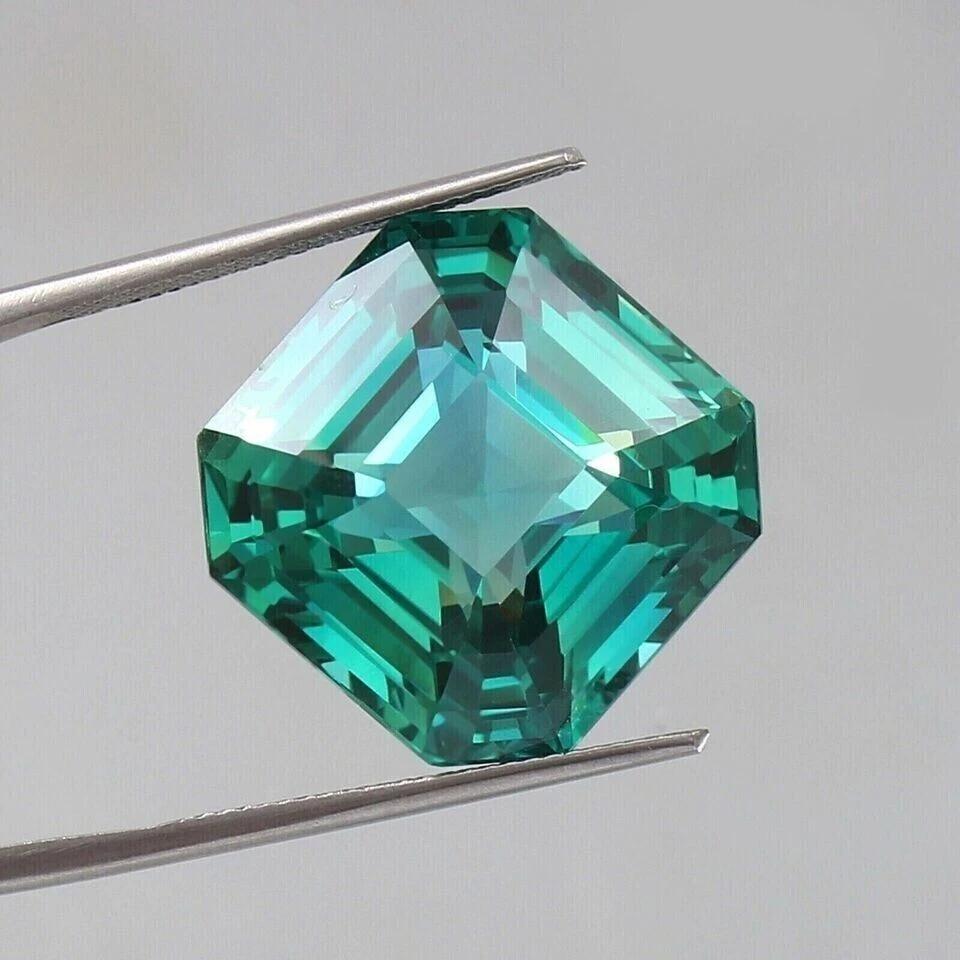 Natural Green Sapphire 10+ Ct Asscher Cut Certified Fabulous Loose Gemstone