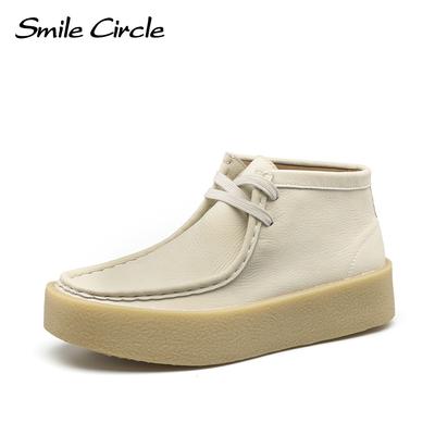 Chunky Women Flat Shoes Round Toe Lace Up Thick Shoes Fashion Comfortable Women Casual Shoes