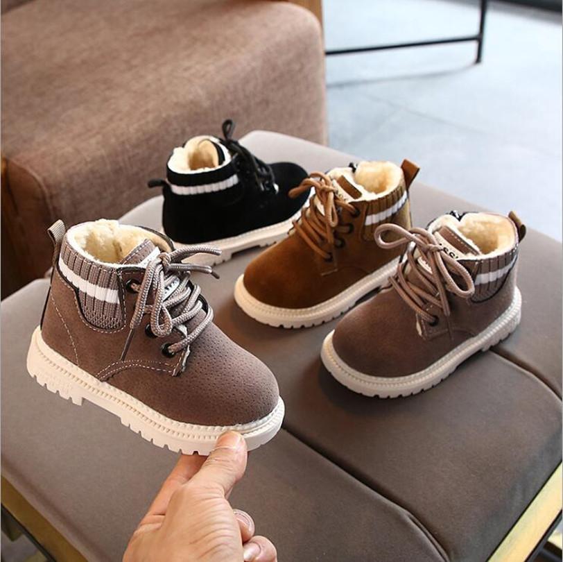 Children Casual Shoes Autumn Winter Boots Boys Shoes Fashion Leather Soft Antislip Girls Boots Sport Running Shoes