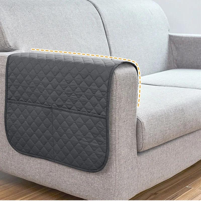 Premium 1PC Sofa Armrest Covers with Pockets Water Repellent Couch Arm Slipcover  Armchair Hanging Storage Bag for Remote Cellphone