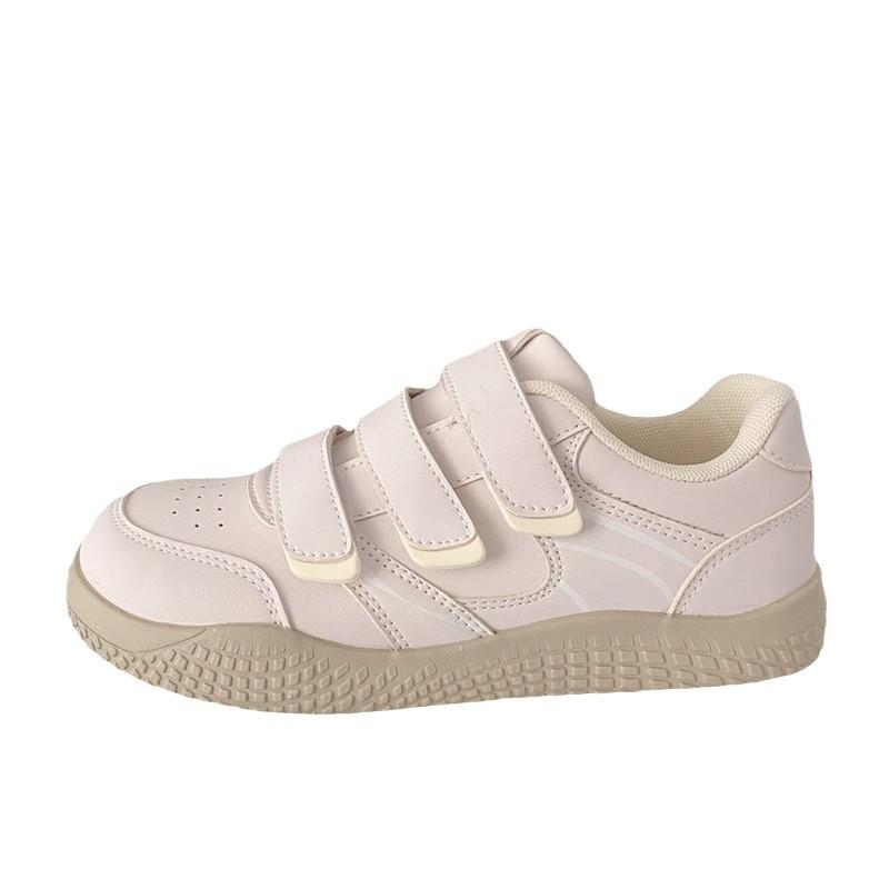 Pink Velcro Board Shoes Female Ugly Cute Autumn New Chic Niche Moral Training Leather Surface Student Sports Little White Shoes