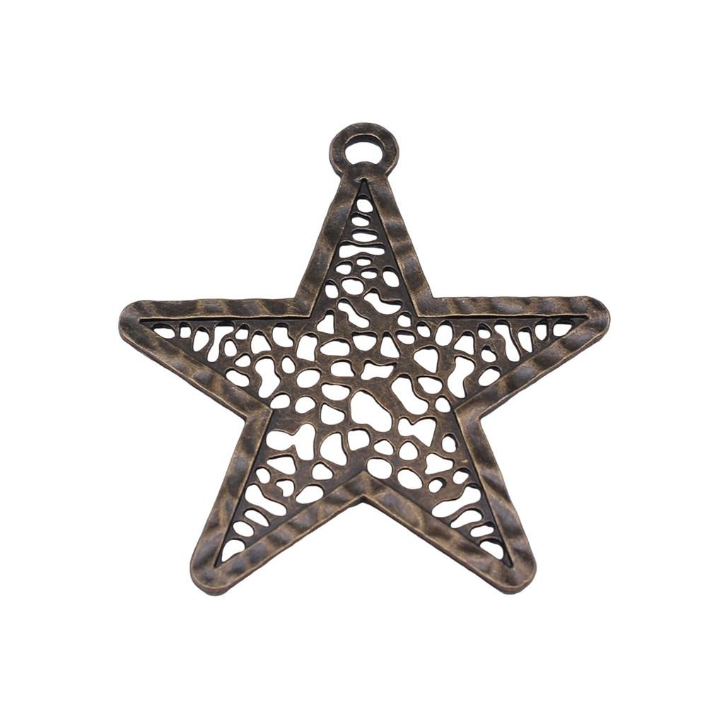 Nested Star Charms Multi Color Alloy Pendants For Double Star Themed Jewelry
