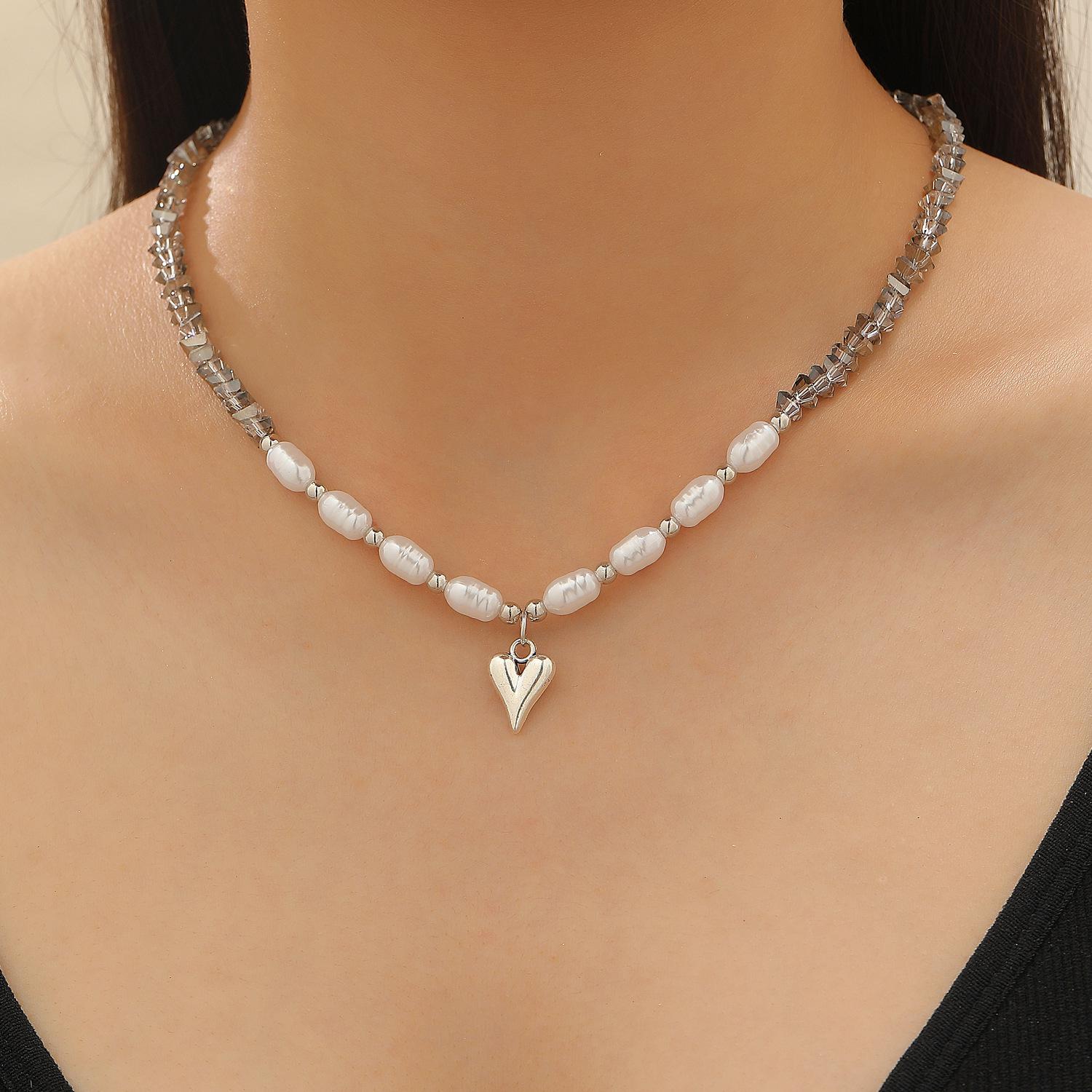 

Элегантное неправильной геометрической формы ожерелье с подвеской в виде сердца серебряного цвета для женщин