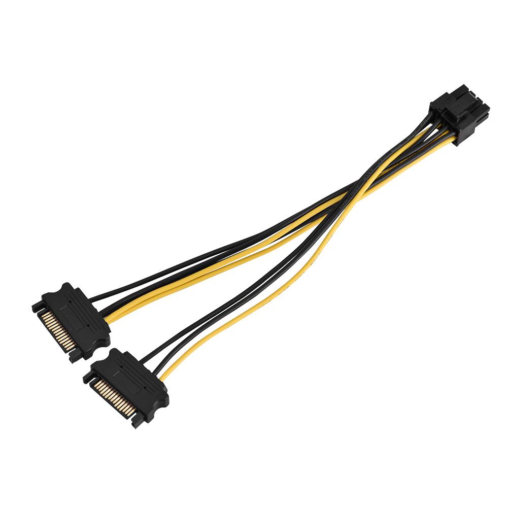 

Кабель-адаптер питания PCI-E PCI Express с разъемом SATA Male (15 контактов) на Female (8 контактов), 0,2 м Dual SATA 0.2m