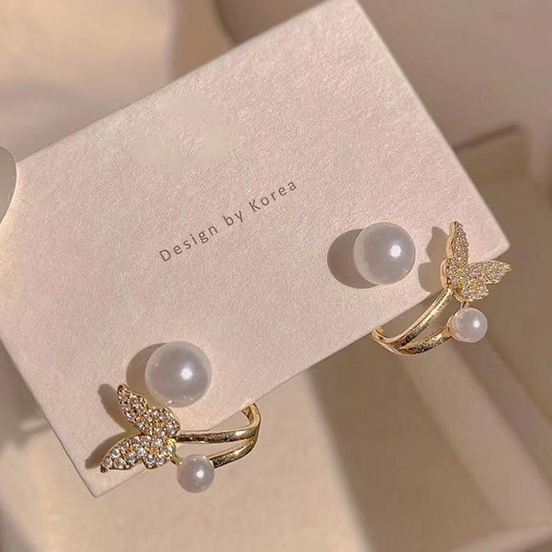 

Винтажные серьги-пусеты с цветком из черного циркона и жемчуга для женщин, корейские элегантные серьги с изюминкой, свадебные украшения для вечеринки, подарок для женщины