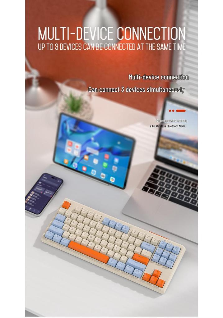 Free Wolf M87 Bluetooth Mechanical Feel Keyboard for Cloud Gaming & Office, Compatible with Xiaomi Tablets, Phones, and Computers