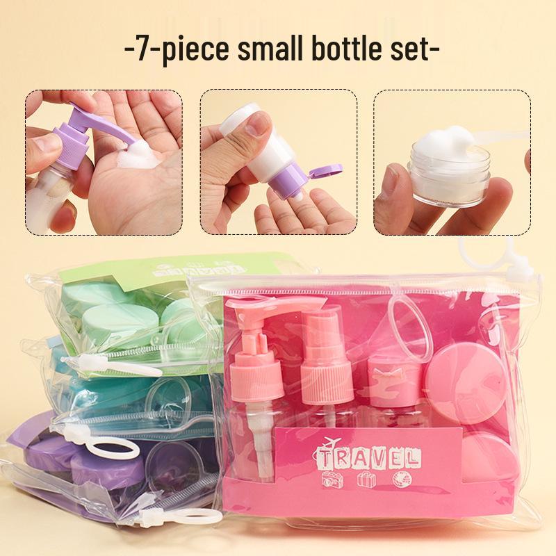 Set Portatile di 7 Flaconi Ricaricabili da Viaggio: Include Flaconi Spray, Contenitori per Lozioni e Creme per i Prodotti Essenziali per la Cura della Pelle