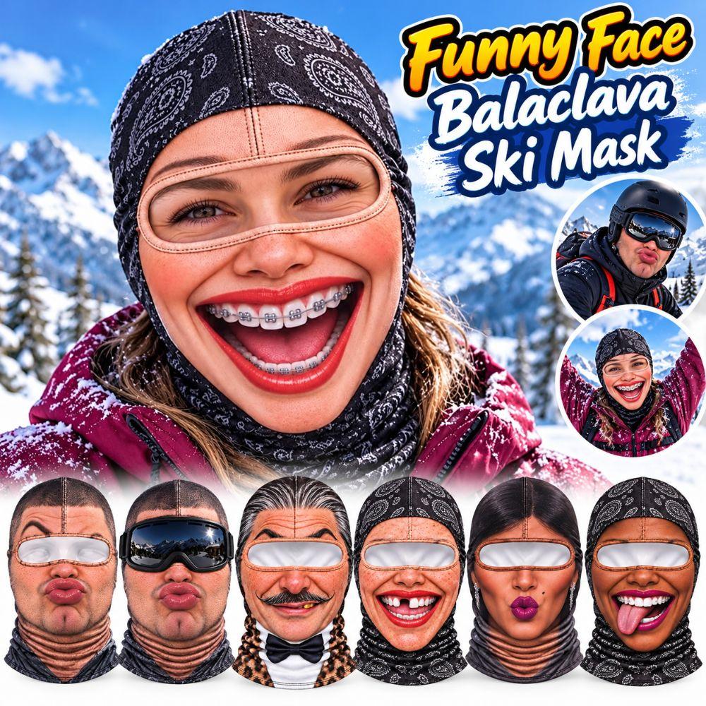 3D Face Printed Winter Mask Cover Missing Teeth Pattern Ski Mask Hood Costume Parties
