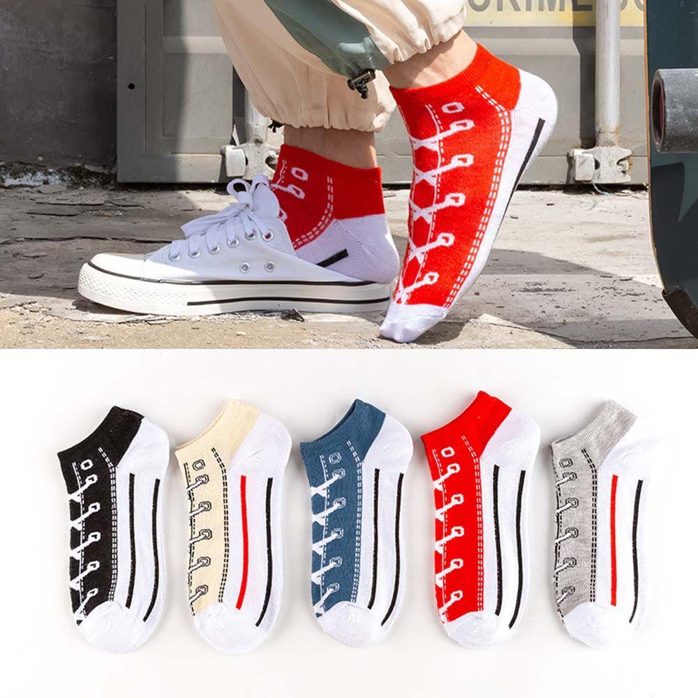 Casual Shoes Pattern Shallow Comfortable Men's Short Socks Low-top Socks Women Hosiery Boat Socks