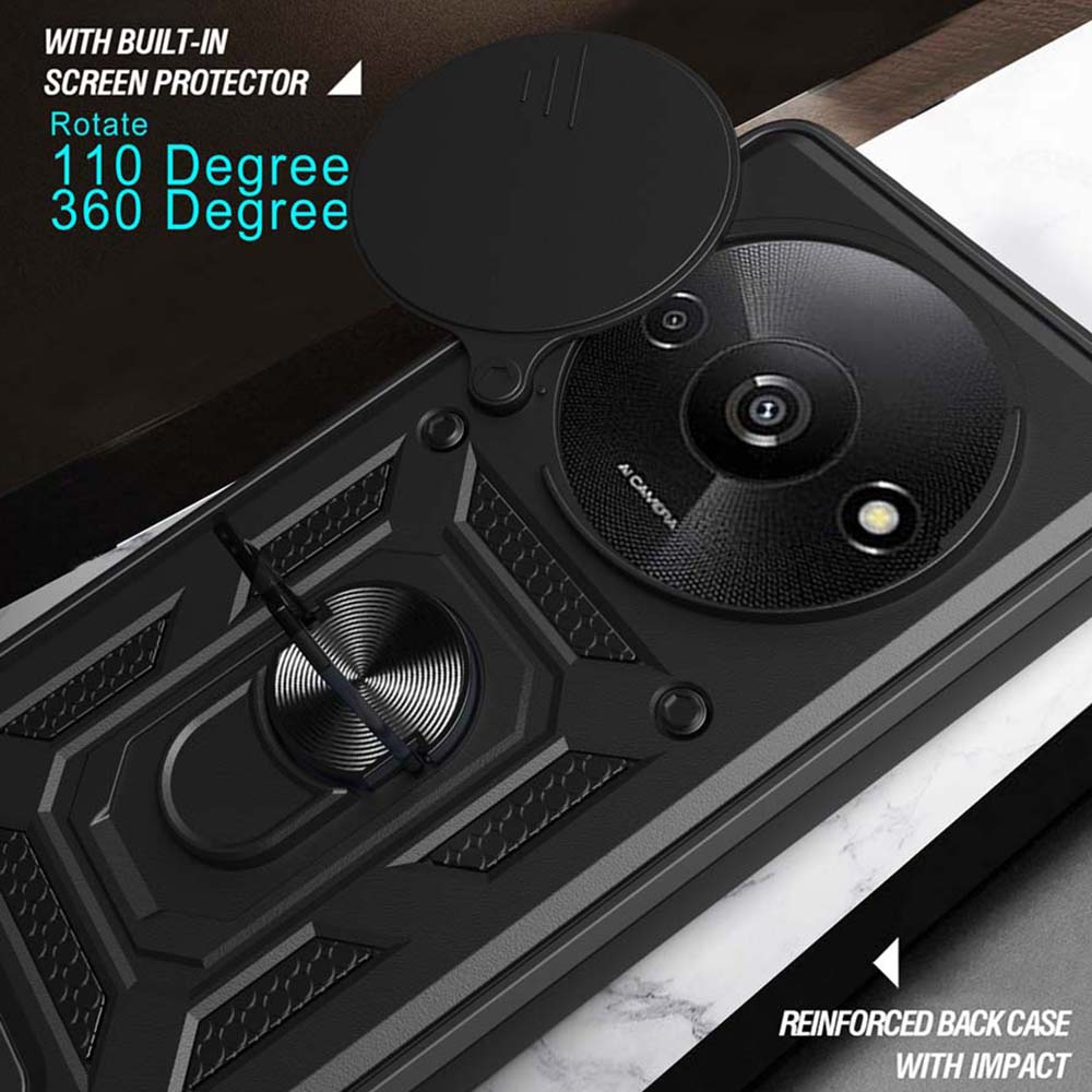 Camera Shockproof Armor Case For Xiaomi Redmi A3 A2 A1 4G Car Magnetic Holder Ring Protect Cover