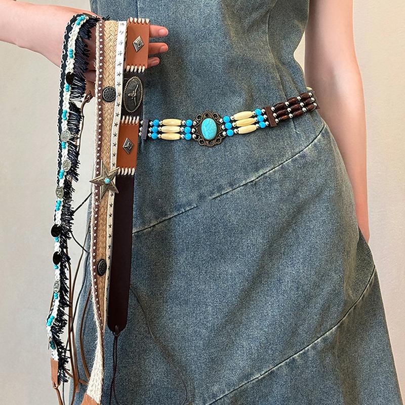 Bohemian Retro Ethnic Style Waist Rope For Women Girls Simple Dress Belt Hand Woven Waist Chain Clothing Accessories Gifts