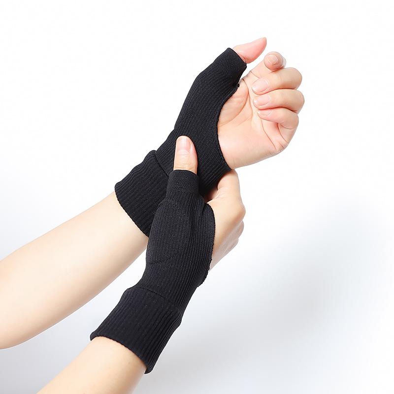 1Pair Wrist Thumb Compression Arthritis Gloves Breathable Wrist Support Brace Wrist Sleeve Knitted Finger Thumb Injury Pads L чёрный