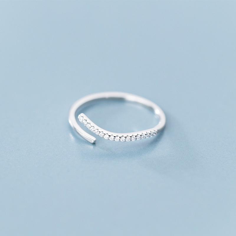 925 Sterling Silver Simple Adjustable Finger Rings Stackable Zirconia Open Size Ring For Women Party Fine Jewelry Gifts