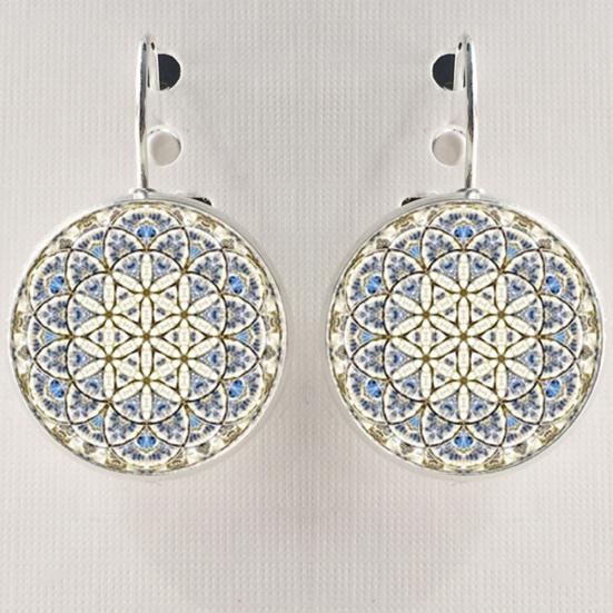 Femei etnice floarea soarelui Boemia rotundă Faux Bijuterie Clip Leaverback Cercei Bijuterii