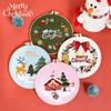 Christmas Pattern CrossStitch Kits Embroidery Starter DIY Kits with Embroidery Clothes Hoop Thread Needle for Beginner