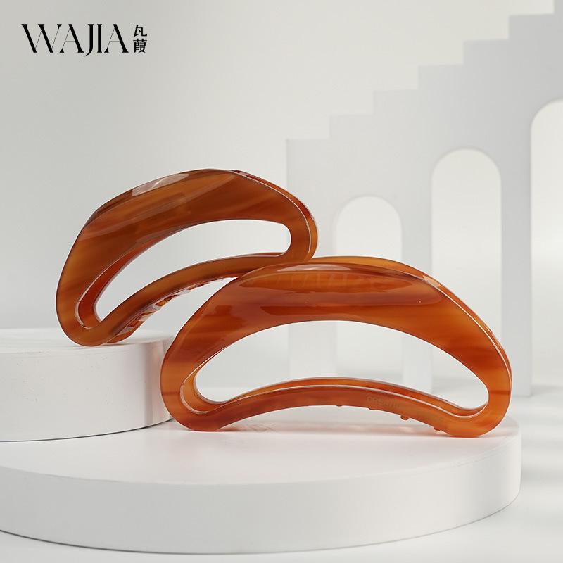 WJia Acetate France Hollow Moon Large Hair Clip - Textured High-End Shark Clip for Women