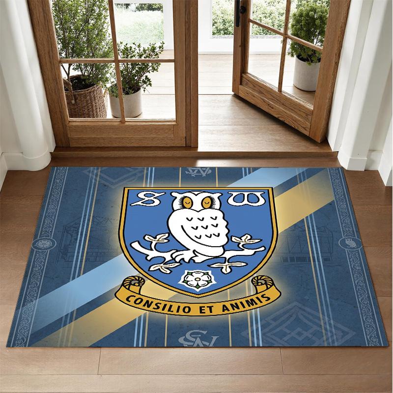 Sheffield Wednesday Design Crystal Velvet Rug Soft Decorative Mat for Bedroom Entrance