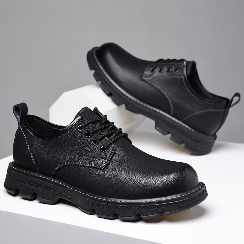 Fashion Genuine Leather Men Loafers Lace Up Oxfords Business Casual Shoes Outdoor Classic Soft Moccasins Breathable Men Flats Soft Shoes