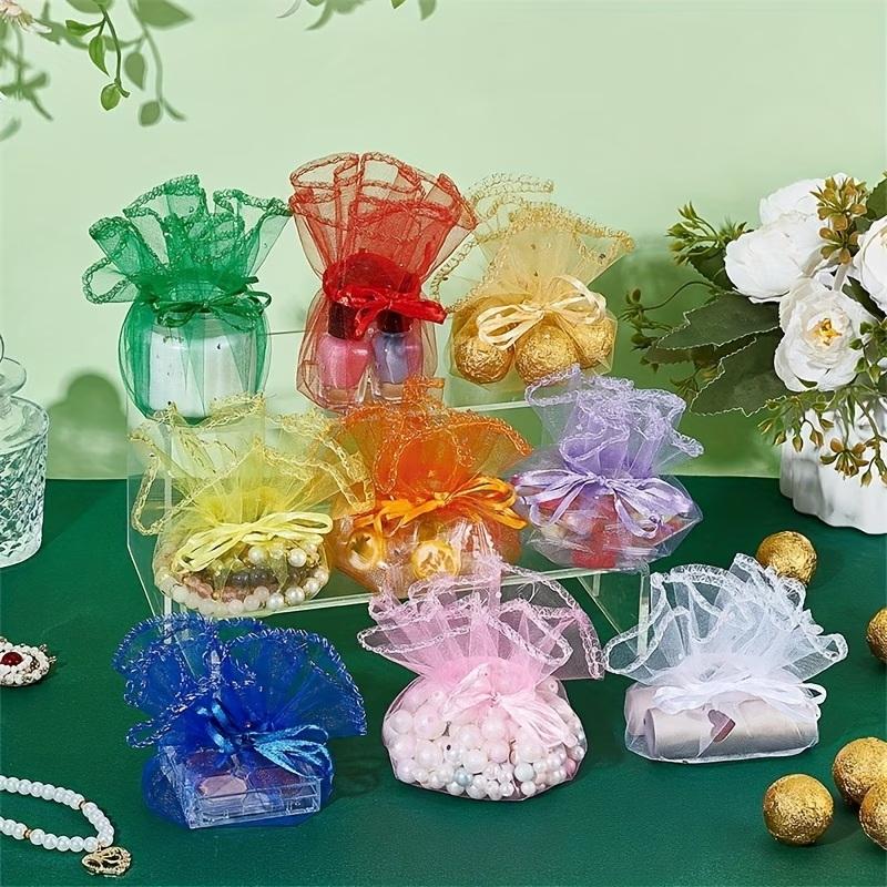 100 Pezzi 26cm Regali Sacchetto Rotondo in Organza Elemento in Garza Sacchetto Coulissato Sacchetti per Gioielli Bomboniere Matrimonio e Sacchetti per Festa di Matrimonio