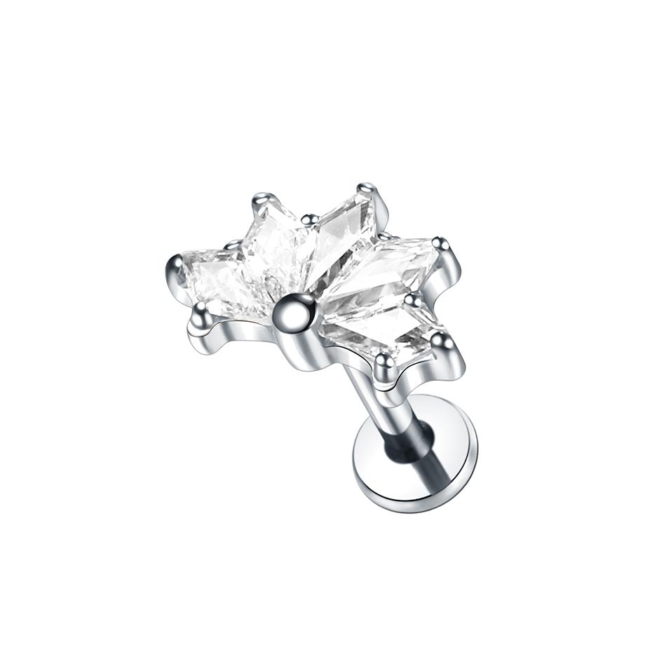 1Pc G23 Titanium Labret Ear Tragus Earring Stud Internally Threaded Zircon Lip Rings Cartilage Helix Piercing Body Jewelry 16G