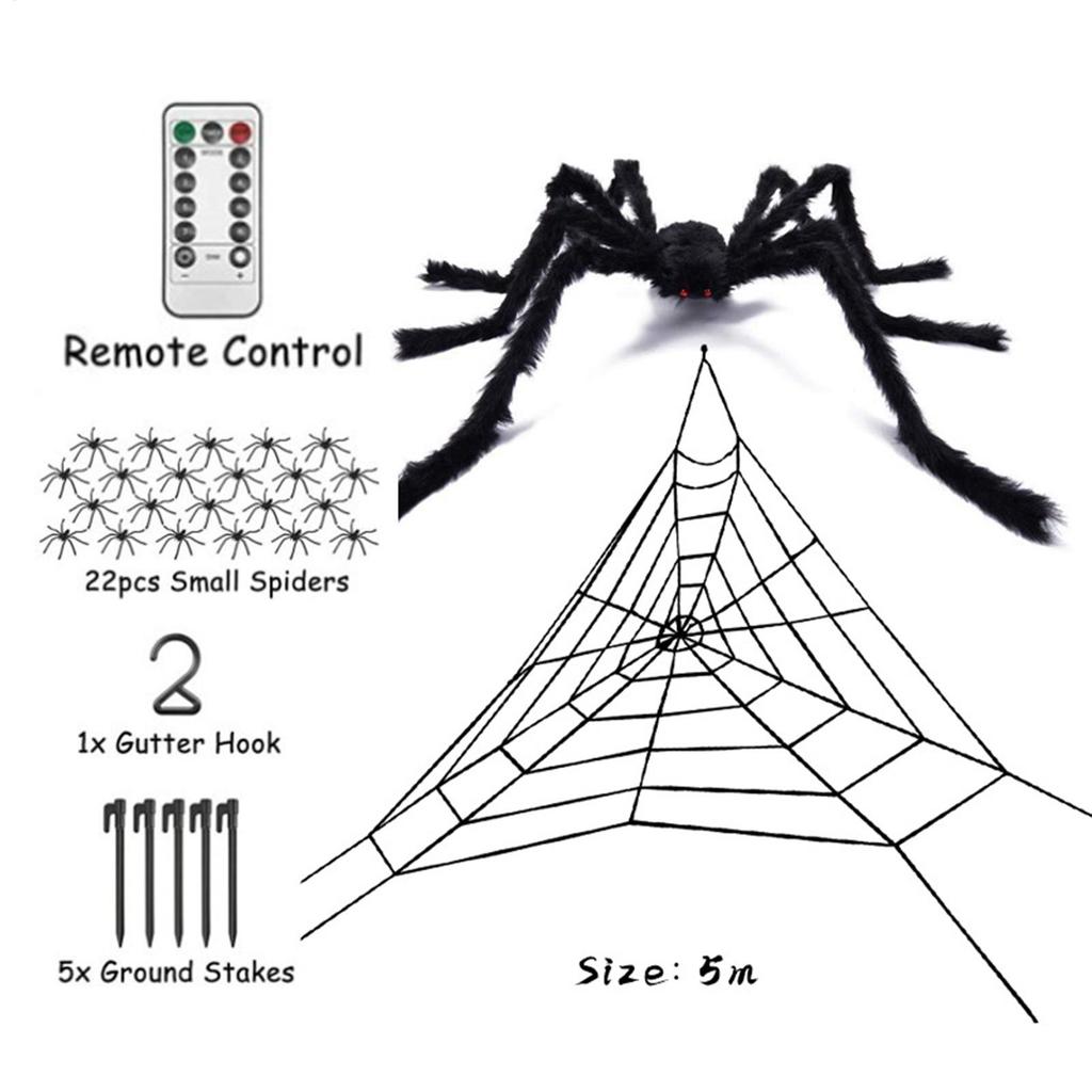 Spider Web Spider Web Outdoor Halloween 8 Light Modes Realistic LED Glow-Up Giant Size For Haunted House Window Door Yard