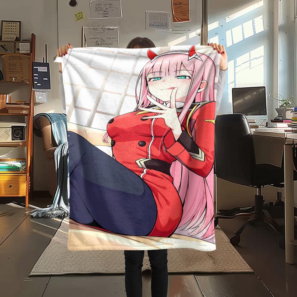 1PC DARLING In the FRANXX Zero Two Print Flannel Blanket, High Quality All Seasons, Home Decor, Warmth and Comfort, Perfect for Christmas Gifts
