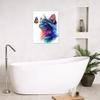 LB Funny Animal Cat Wall Art for Bathroom Teen Girl Colorful Cute Cat and Butterfly Canvas Wall Art for Women Graffiti Framed Wall Decor for Living