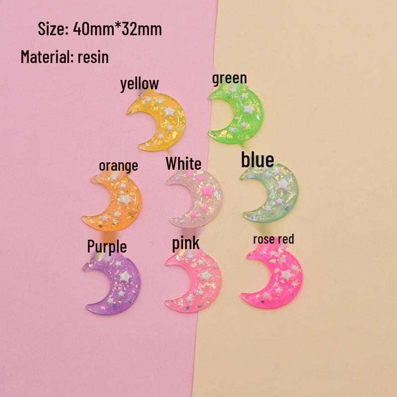 Colorful Resin Sequin Star & Moon Pendant Keychain for DIY Jewelry