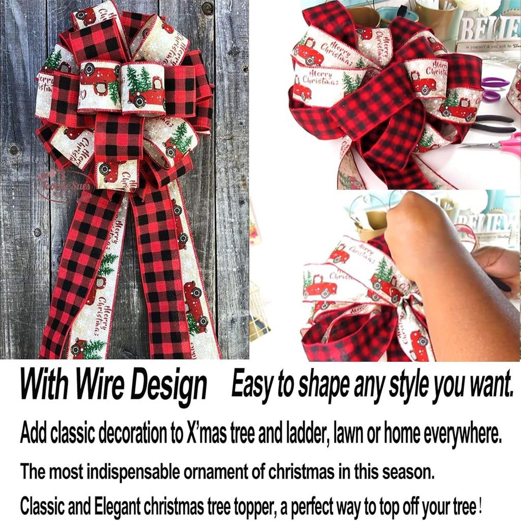 Christmas Outdoor Parties Bowknot Durable Bowknot Ornament Decorative Ribbon for Christmas Tree and Holiday Event