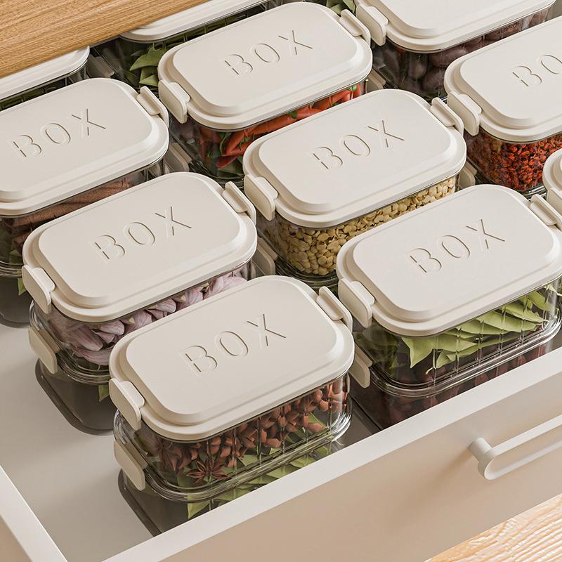 Stackable Spice Storage Boxes Plastic Seasoning Jar Multi-Layer Food Container Crisper Cereal Coffee Beans Sealed Organizers