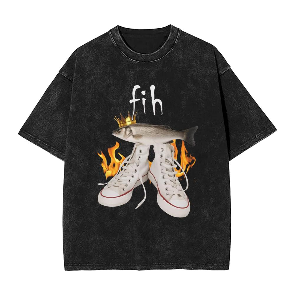 

Fih Calling Remind Me Message Decline Accept Phone Call Fish Funny Washed T Shirts Novelty TShirts Streetwear Beach Cotton Tees M
