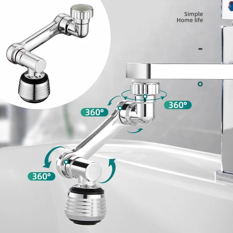 1080° Universal Rotation Faucet Dual Mode Sprayer Head Washbasin Kitchen Robot Arm Extension Faucets Aerator Bathroom Accessory