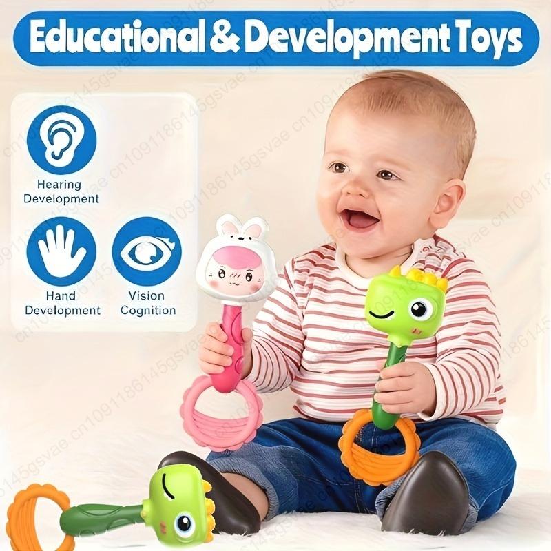 2PCS Baby Rattle Toy with Animal Shapes - Toy for Infants & Toddlers- Hand-Eye Coordination, Safe Non-Toxic Material