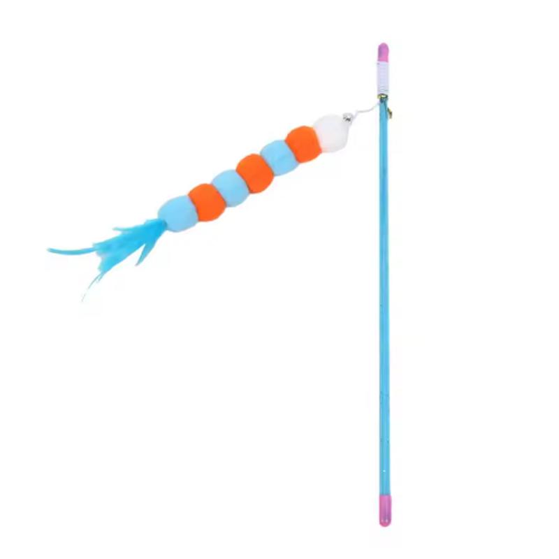 Funny Cat Teaser Interactive Toy Rod with Bell and Feather Toys for Cats Teaser Interactive Toy Rod Pet Cats Toys Stick
