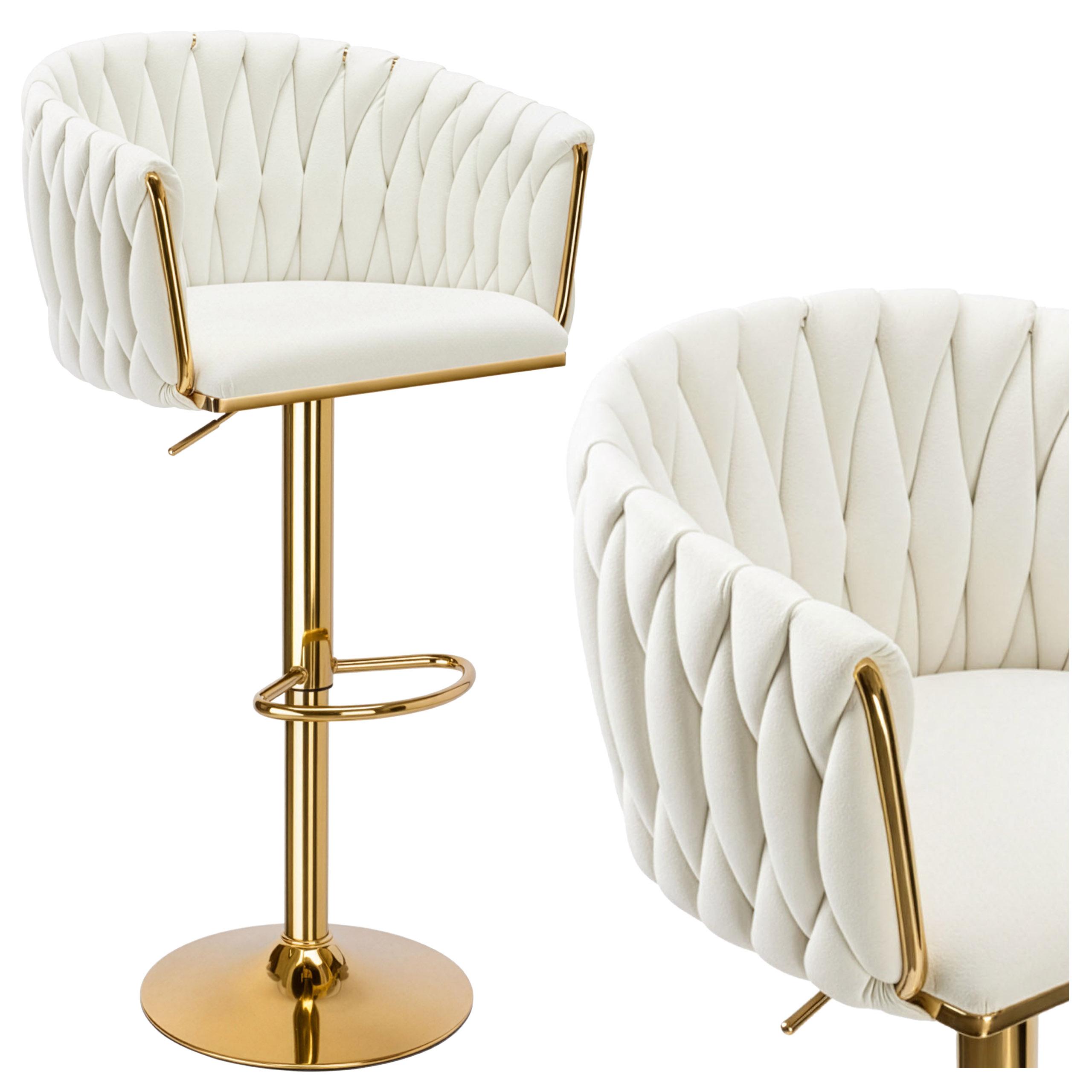 Cofton Gold Cream White Bar Stool