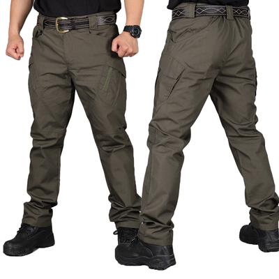 Western Cool Style Men Zip Sports Solid Color Outdoors Tactical Pockets Cargo Pants Work Trousers