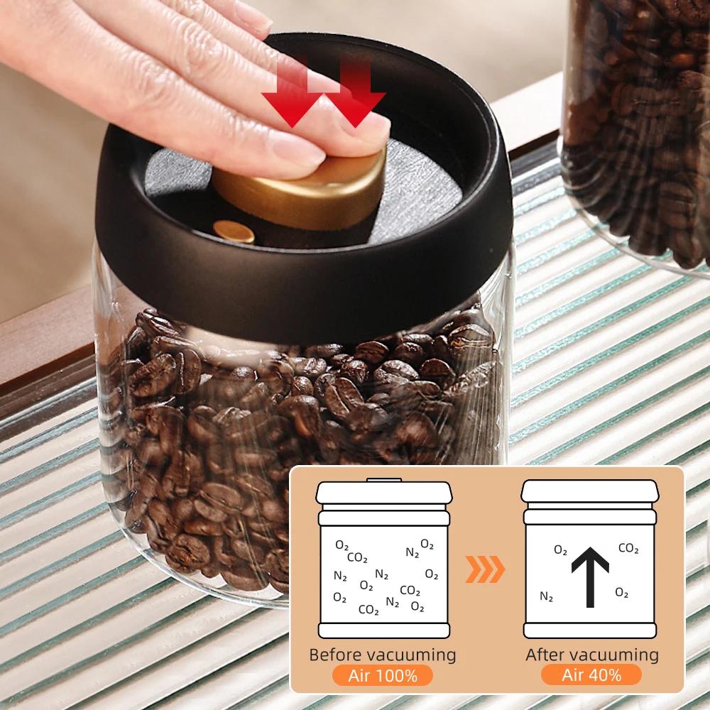 Vacuum Sealed Jar Coffee Bean Storage Bottle Kitchen Food Grain Tea Glass Jar Fresh Storage Jar Kitchen Accessories Kitchen Jars