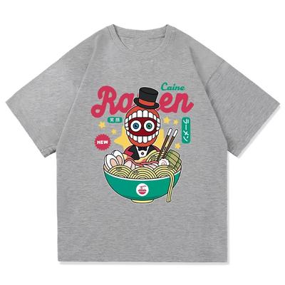 The Amazing Digital Circus Jax Ramen T Shirt Fashion Women Caine Pomni T-Shirt Unisex Cute Rabbit Noodles Cotton Tees Shirts